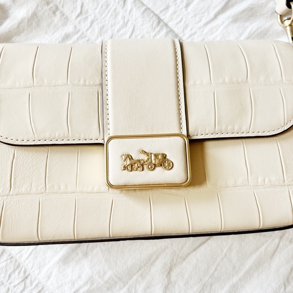 COACH Mini Grace Ivory Croc Shoulder & Crossbody Bag - Picture 6 of 7